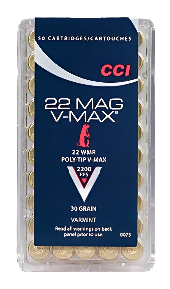 CCI 0073 Varmint 22 Mag 30 gr V-Max Polymer Tip 50 Bx/ 40 Cs